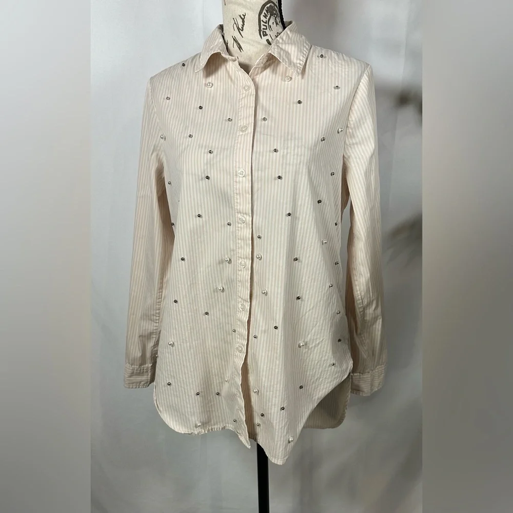 Calvin Klein Women's Button Down Shirt - Cream